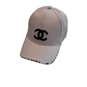 Chanel White Cap with Black Logo